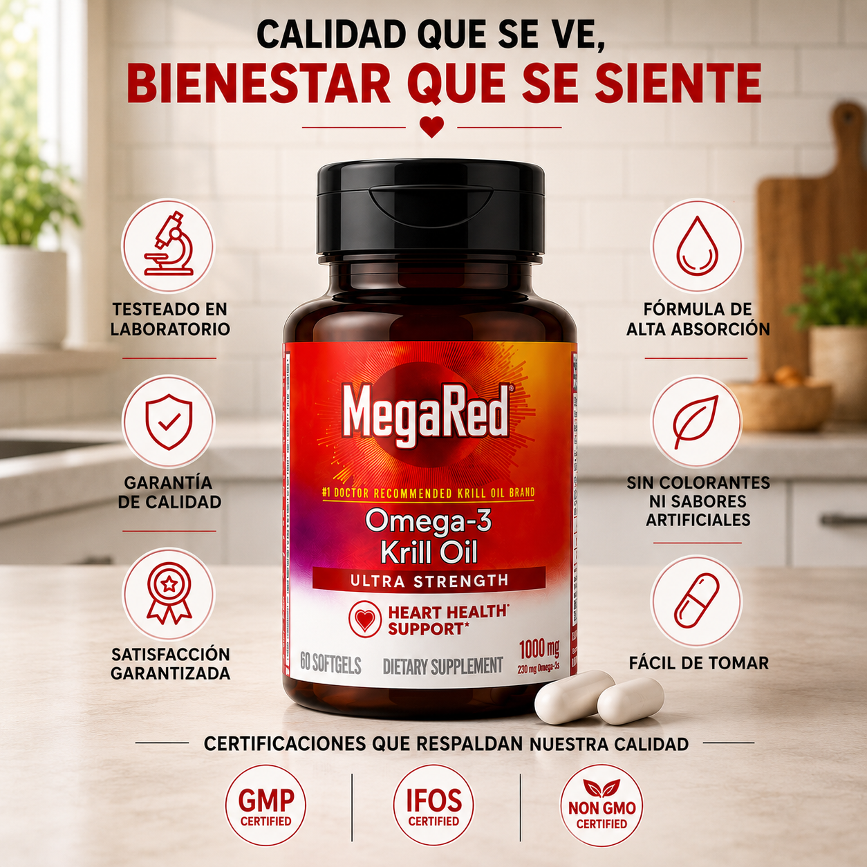 MegaRed Omega-3 Fish + Krill | Salud Cardiovascular y Articular