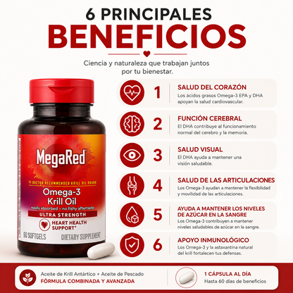 MegaRed Omega-3 Fish + Krill | Salud Cardiovascular y Articular
